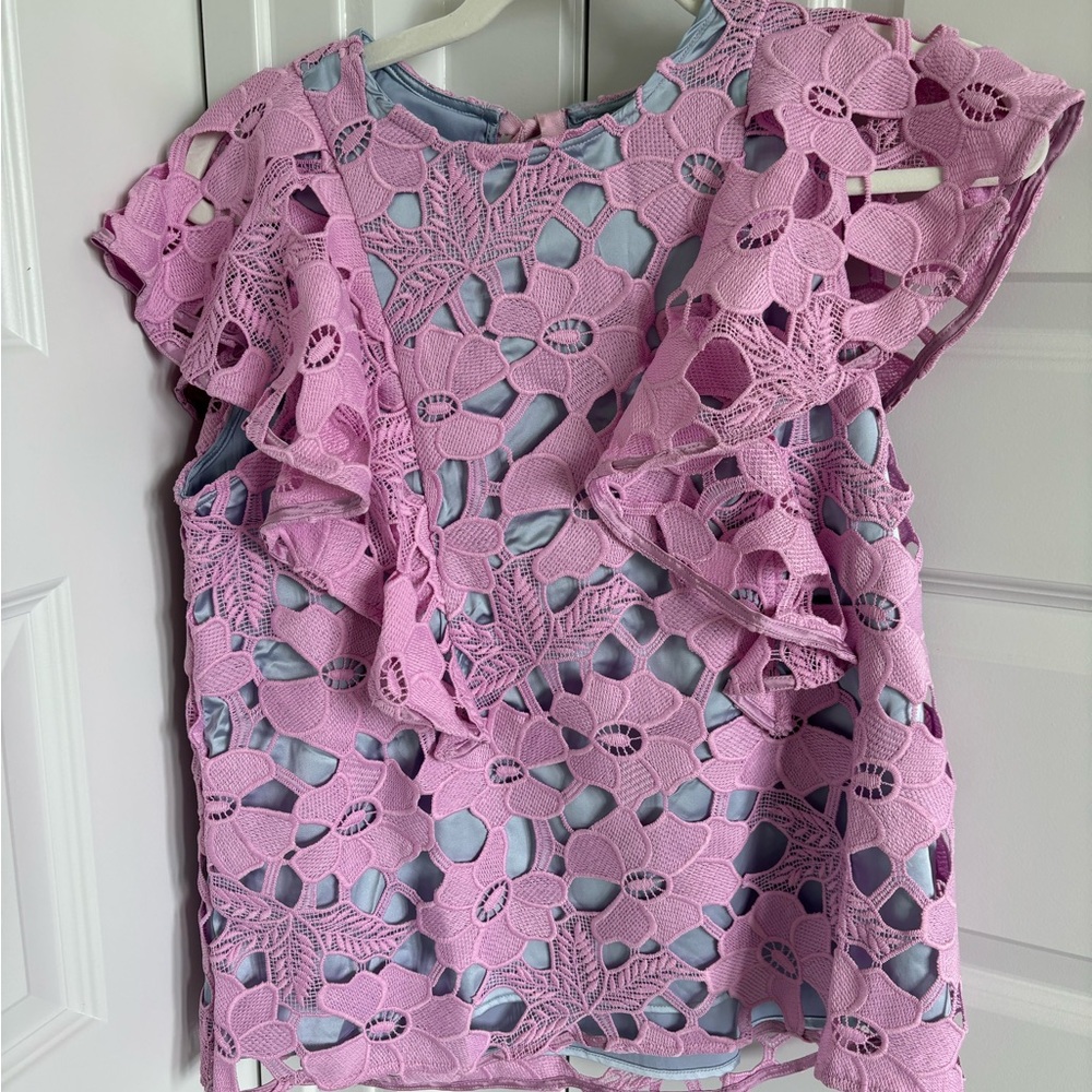 NWT CROSBY by Mollie Burch Lavendar Lace Top, Size XS